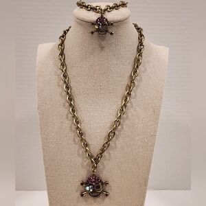 Pavé Skull Necklace & Bracelet Toggle Chain